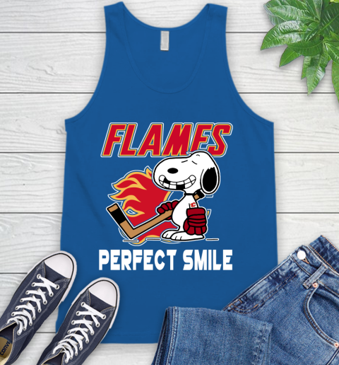 NHL Calgary Flames Snoopy Perfect Smile The Peanuts Movie Hockey T Shirt Tank Top 4