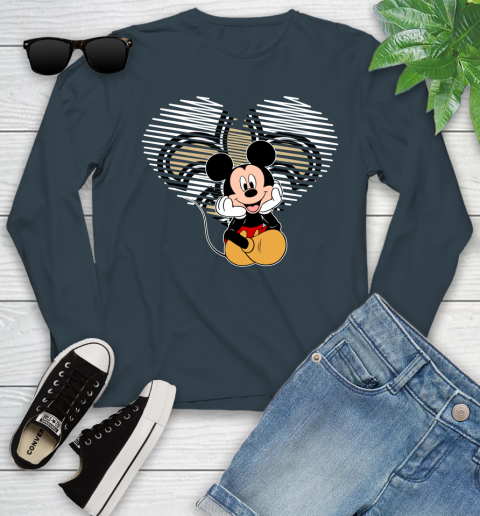 NFL New Orleans Saints The Heart Mickey Mouse Disney Football T Shirt_000 Youth Long Sleeve 9