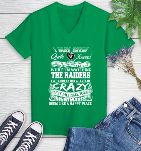 Oakland Raiders NFL Football Don't Mess With Me While I'm Watching My Team Women's V-Neck T-Shirt 5