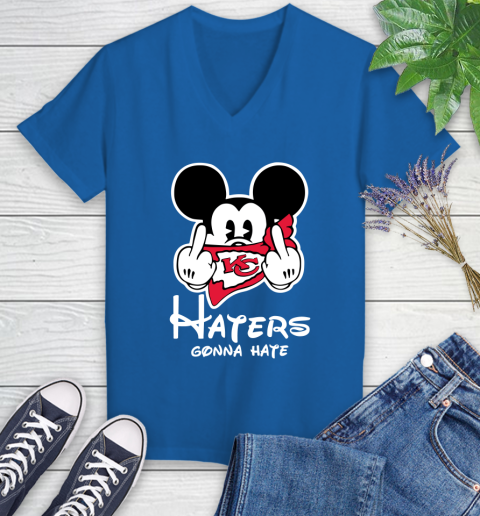NFL Kansas City Chiefs Haters Gonna Hate Mickey Mouse Disney Football T Shirt_000 Women's V-Neck T-Shirt 10