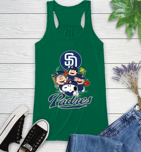 MLB San Diego Padres Snoopy Charlie Brown Woodstock The Peanuts Movie Baseball T Shirt_000 Racerback Tank 6