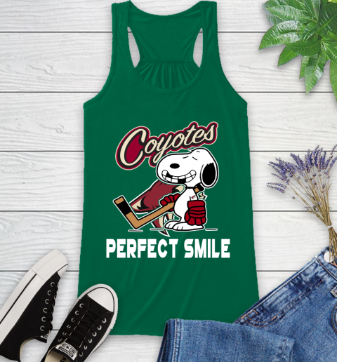 NHL Arizona Coyotes Snoopy Perfect Smile The Peanuts Movie Hockey T Shirt Racerback Tank 6