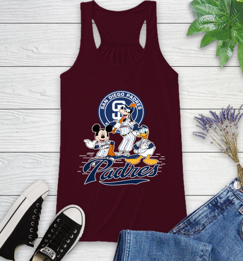 MLB San Diego Padres Mickey Mouse Donald Duck Goofy Baseball T Shirt Racerback Tank 2