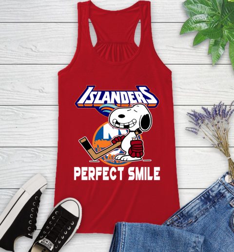 NHL New York Islanders Snoopy Perfect Smile The Peanuts Movie Hockey T Shirt Racerback Tank 5