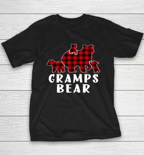 Gramps Bear 3 Cubs Shirt Christmas Mama Bear Plaid Pajama Youth T-Shirt