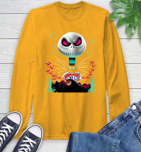 NHL Montreal Canadiens Jack Skellington Sally The Nightmare Before Christmas Hockey Long Sleeve T-Shirt 2
