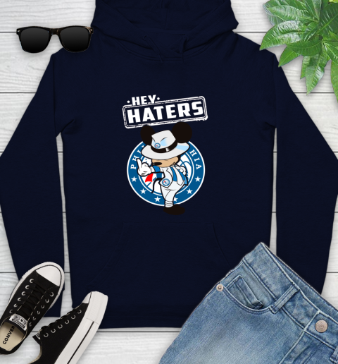 NBA Hey Haters Mickey Basketball Sports Philadelphia 76ers Youth Hoodie 3