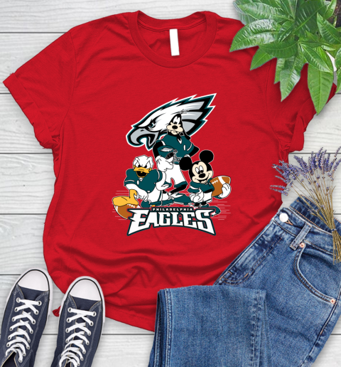 NFL Philadelphia Eagles Mickey Mouse Donald Duck Goofy Football Shirt Women's T-Shirt 13