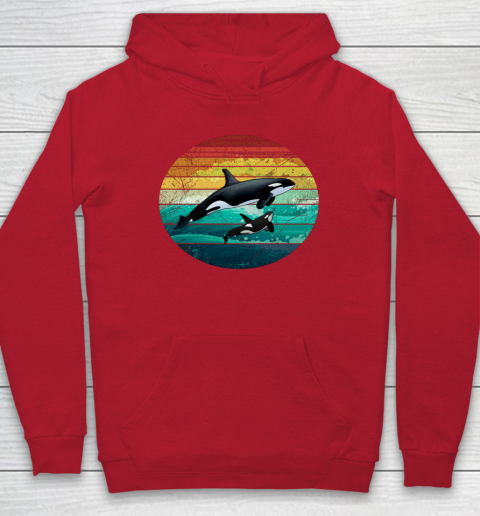 Orca Family Vintage Retro Art Killer Whale Family Hoodie 6