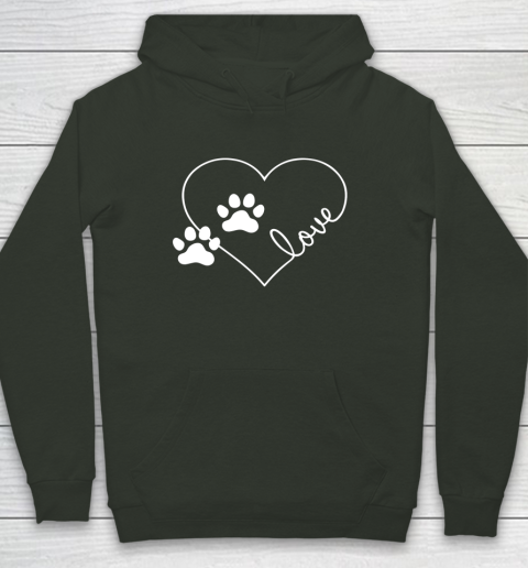 Cute Love Hearts Valentine Day Paw Print Dog Owner Dog Lover Hoodie 8
