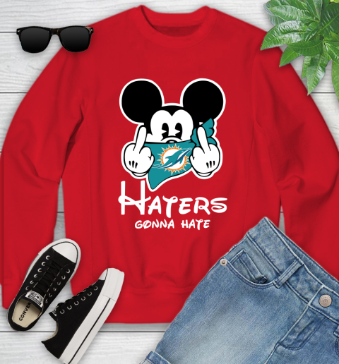 NFL Miami Dolphins Haters Gonna Hate Mickey Mouse Disney Football T Shirt Youth Sweatshirt 8