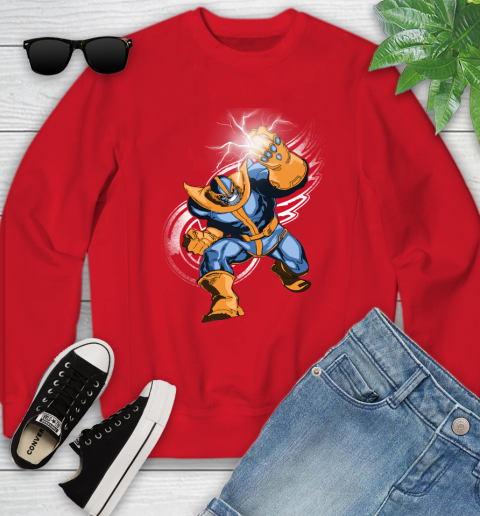 Detroit Red Wings NHL Hockey Thanos Avengers Infinity War Marvel Youth Sweatshirt 8