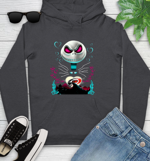NHL Carolina Hurricanes Jack Skellington Sally The Nightmare Before Christmas Hockey T Shirt Youth Hoodie 8