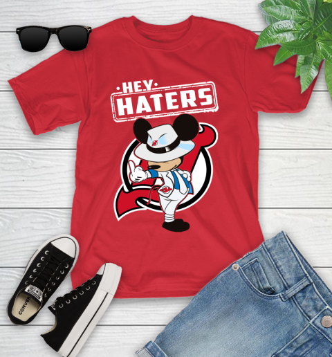 NHL Hey Haters Mickey Hockey Sports New Jersey Devils Youth T-Shirt 13