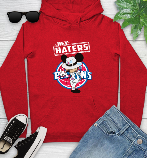 NBA Hey Haters Mickey Basketball Sports Detroit Pistons Youth Hoodie 12