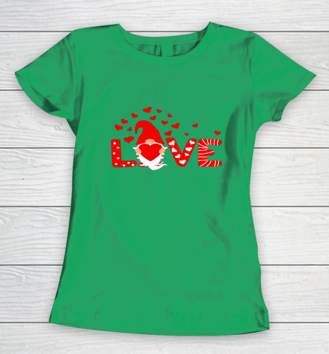 Valentine's Day LOVE Gnomies Holding Red Heart Valentine Women's T-Shirt 4