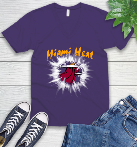 Miami Heat NBA Basketball Rip Sports V-Neck T-Shirt 9