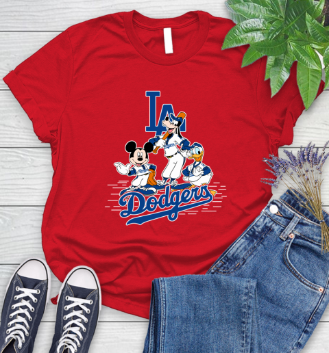 MLB Los Angeles Dodgers Mickey Mouse Donald Duck Goofy Baseball T Shirt Women's T-Shirt 13
