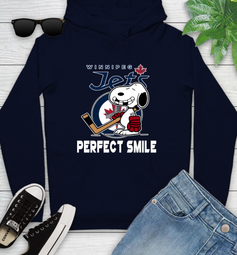 NHL Winnipeg Jets Snoopy Perfect Smile The Peanuts Movie Hockey T Shirt Youth Hoodie 3