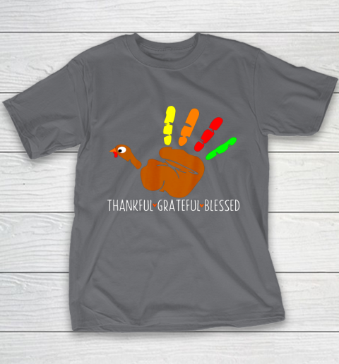 Thanksgiving Shirt Turkey Hand Print Funny Thanksgiving Day Youth T-Shirt 6