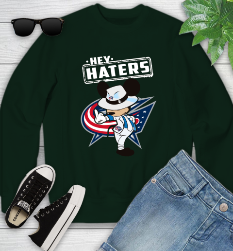 NHL Hey Haters Mickey Hockey Sports Columbus Blue Jackets Youth Sweatshirt 9