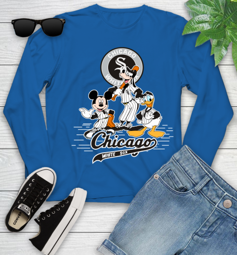 MLB Chicago White Sox Mickey Mouse Donald Duck Goofy Baseball T Shirt Youth Long Sleeve 10