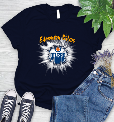 Edmonton Oilers NHL Hockey Adoring Fan Rip Sports Women's T-Shirt 2