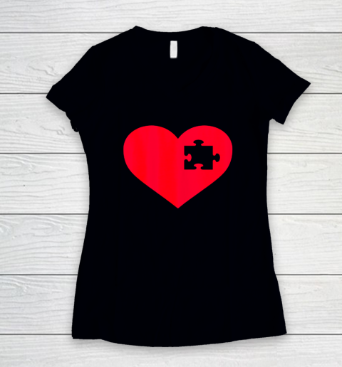 Family Valentine Insert Heart Gift Women's V-Neck T-Shirt 8