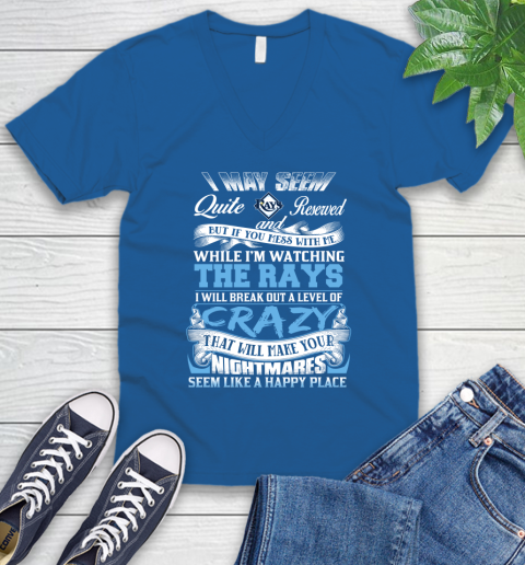 Tampa Bay Rays MLB Baseball Don't Mess With Me While I'm Watching My Team V-Neck T-Shirt 5