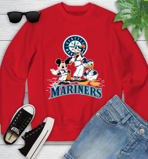 MLB Seattle Mariners Mickey Mouse Donald Duck Goofy Baseball T Shirt Youth Sweatshirt 8