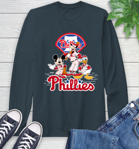 MLB Philadelphia Phillies Mickey Mouse Donald Duck Goofy Baseball T Shirt Long Sleeve T-Shirt 9