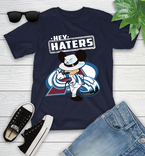 NHL Hey Haters Mickey Hockey Sports Colorado Avalanche Youth T-Shirt 2