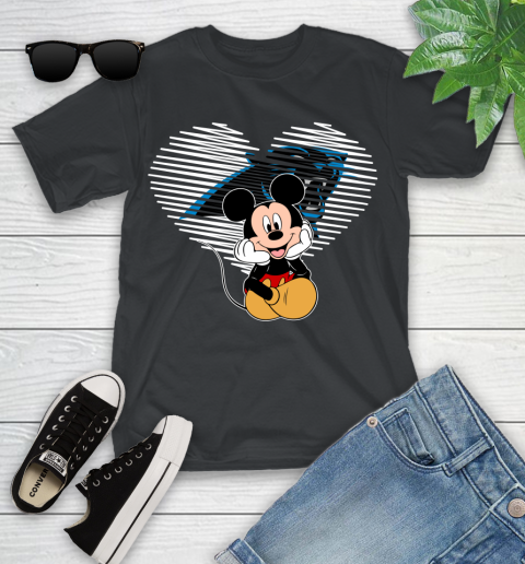 NFL Carolina Panthers The Heart Mickey Mouse Disney Football T Shirt_000 Youth T-Shirt