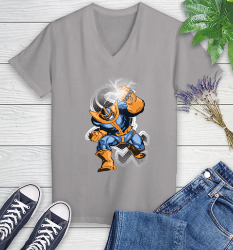 Chicago White Sox MLB Baseball Thanos Avengers Infinity War Marvel Women's V-Neck T-Shirt 4