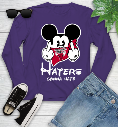 NBA Chicago Bulls Haters Gonna Hate Mickey Mouse Disney Basketball T Shirt Youth Long Sleeve 4