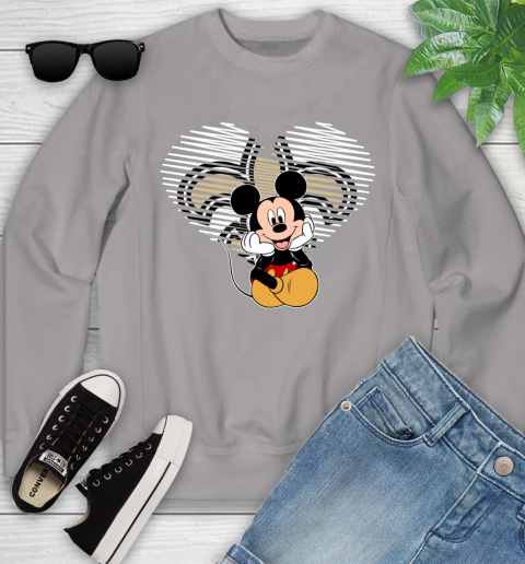 NFL New Orleans Saints The Heart Mickey Mouse Disney Football T Shirt_000 Youth Sweatshirt 3