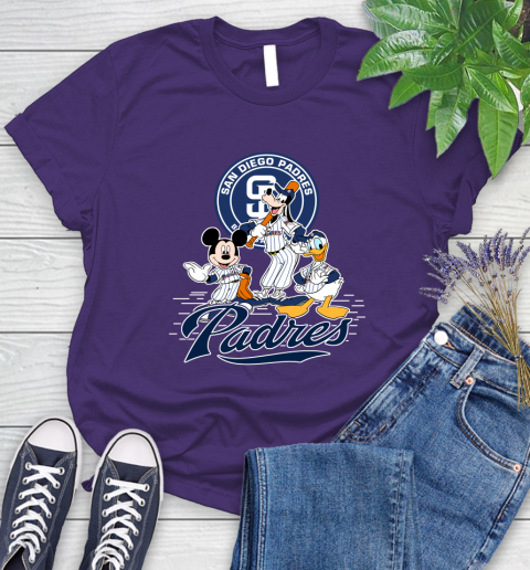 MLB San Diego Padres Mickey Mouse Donald Duck Goofy Baseball T Shirt Women's T-Shirt 4