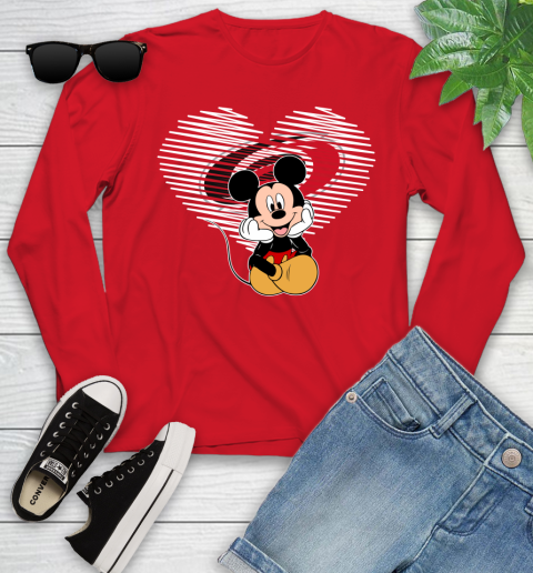 NHL Carolina Hurricanes The Heart Mickey Mouse Disney Hockey Youth Long Sleeve 11