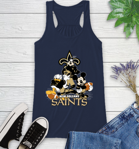 NFL New Orleans Saints Mickey Mouse Donald Duck Goofy Football Shirt Racerback Tank 9