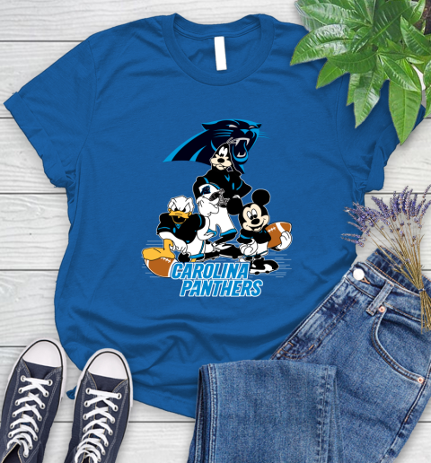 NFL Carolina Panthers Mickey Mouse Donald Duck Goofy Football Shirt Women's T-Shirt 12