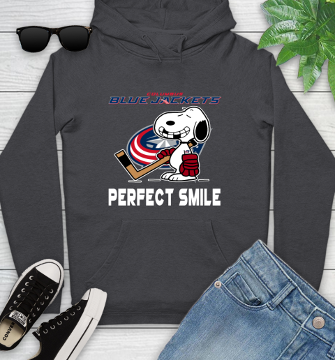 NHL Columbus Blue Jackets Snoopy Perfect Smile The Peanuts Movie Hockey T Shirt Youth Hoodie 8