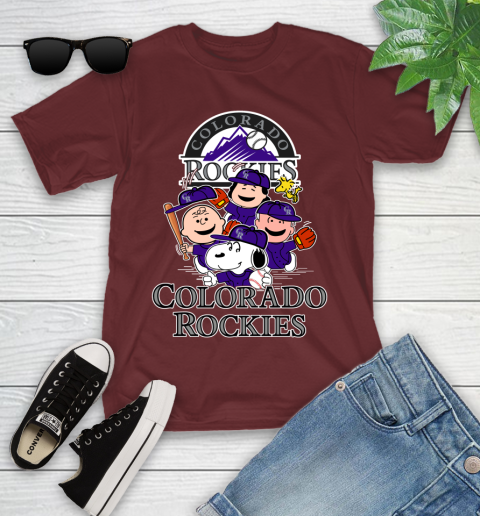 MLB Colorado Rockies Snoopy Charlie Brown Woodstock The Peanuts Movie Baseball T Shirt_000 Youth T-Shirt 14