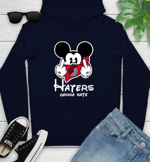 NBA Portland Trail Blazers Haters Gonna Hate Mickey Mouse Disney Basketball T Shirt Youth Hoodie 3