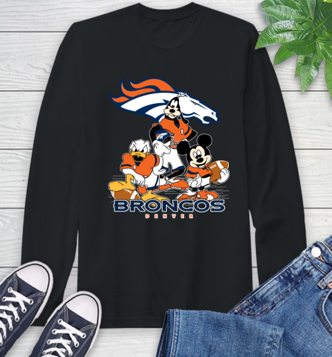 NFL Denver Broncos Mickey Mouse Donald Duck Goofy Football Shirt Long Sleeve T-Shirt