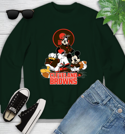 NFL Cleveland Browns Mickey Mouse Donald Duck Goofy Football Shirt Youth Sweatshirt 9
