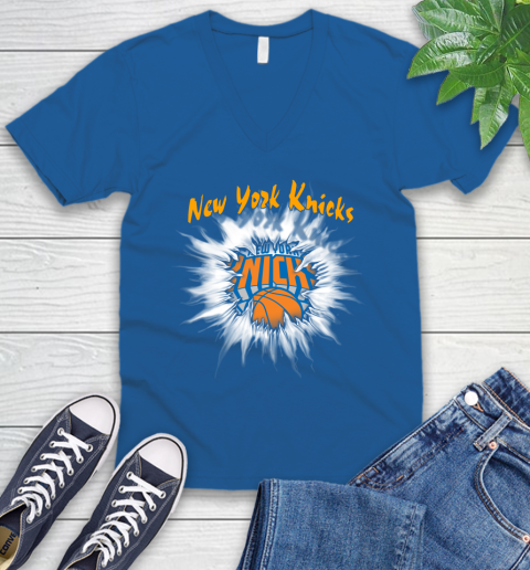 New York Knicks NBA Basketball Rip Sports V-Neck T-Shirt 5