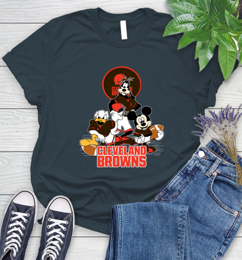 NFL Cleveland Browns Mickey Mouse Donald Duck Goofy Football Shirt Women's T-Shirt 11