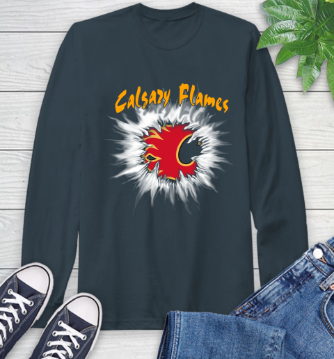 Calgary Flames NHL Hockey Adoring Fan Rip Sports Long Sleeve T-Shirt 9