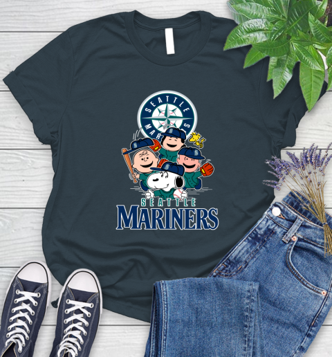 MLB Seattle Mariners Snoopy Charlie Brown Woodstock The Peanuts Movie Baseball T Shirt_000 Women's T-Shirt 11