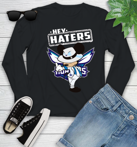 NBA Hey Haters Mickey Basketball Sports Charlotte Hornets Youth Long Sleeve